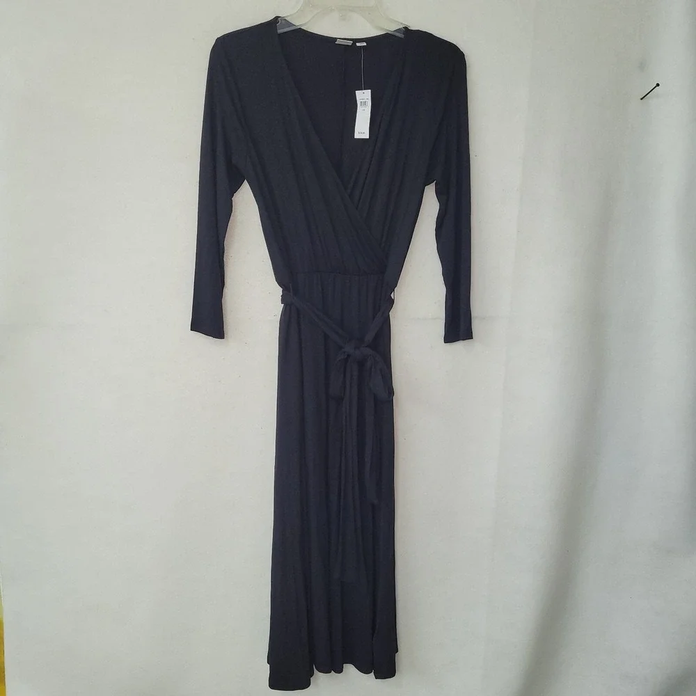 black jersey knit wrap dress Ralph Lauren Surplice Jersey Dress - Black